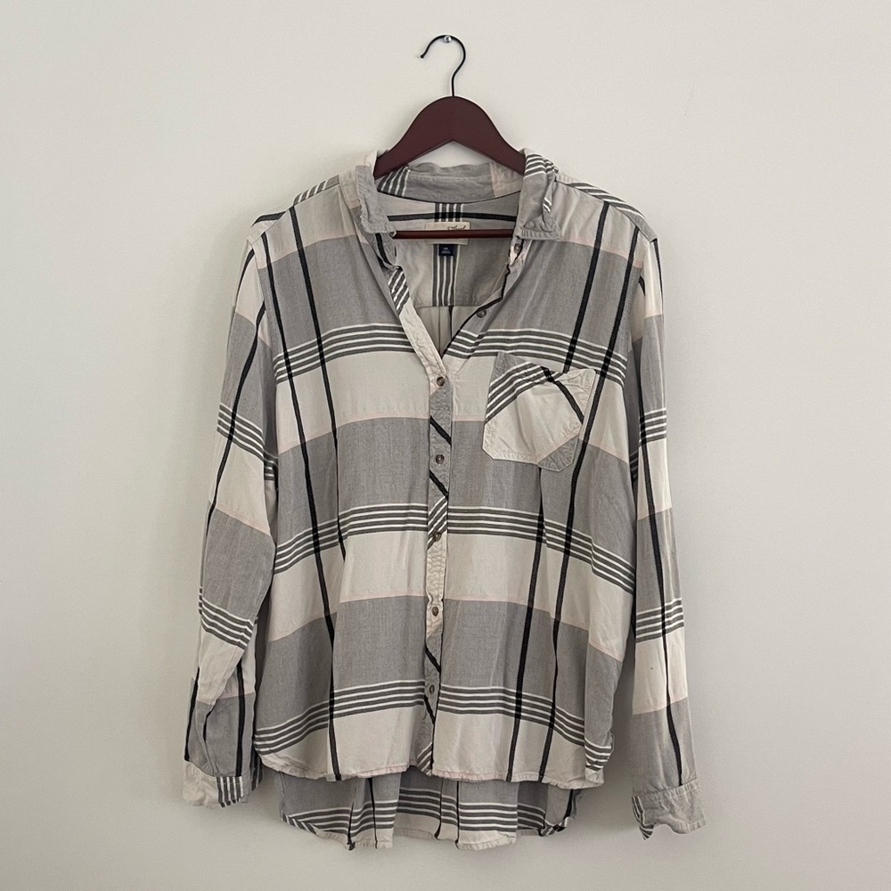 Universal Thread Long-sleeve Plaid Button-down Shirt, XXL